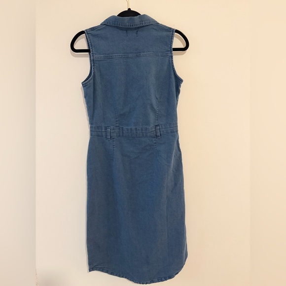 bebe Blue Denim The Sleeveless Midi Shirt Dress - Picture 2 of 7